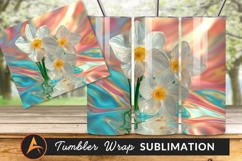 Narcissus Blooms On Iridescent Tumbler Png Design Product Image 1