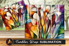 Abstract Floral Stained Glass Tumbler Png Design Product Image 1