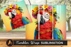 Macaw Parrot Wearing A Floral Crown Tumbler Png Product Image 1