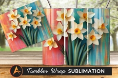 Daffodils On Colorful Wood Tumbler Png Product Image 1