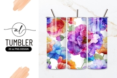 Watercolor Floral Background Seamless Pattern Tumbler Png Product Image 1