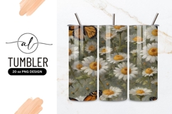 Daisies And Monarch Butterflies Tumbler Png Product Image 1
