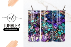Stained Glass Floral Pattern For Tumbler Png Product Image 1