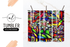 Colorful Floral Stained Glass Pattern For Tumbler Png Product Image 1