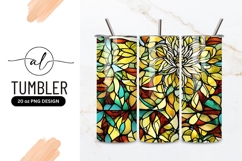Floral Stained Glass Style Tumbler Png Design Product Image 1