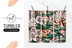 Floral Stained Glass Style Tumbler Png Design Product Image 1