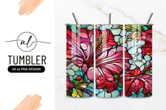 Floral Stained Glass Hibiscus Flower Pattern Tumbler Png Product Image 1