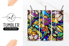 Colorful Floral Stained Glass Style Tumbler Png Product Image 1