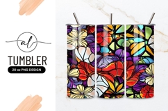 Vibrant Stained Glass Floral Art Tumbler Png Product Image 1