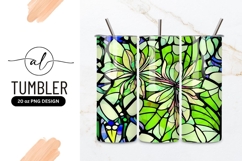 Green Floral Stained Glass Style Tumbler Png Product Image 1