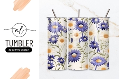 Purple And White Daisy Floral Pattern Tumbler Png Product Image 1