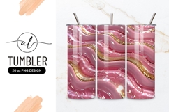 Glossy Pink Waves With Gold Tumbler Png Product Image 1