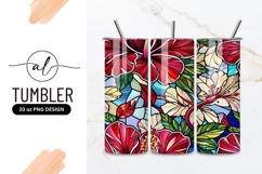 Hibiscus Flowers Stained Glass Pattern Colorful Design Product Image 1