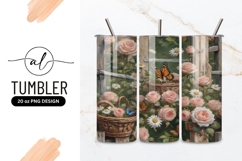 Roses And Butterflies Painting Garden Scene Tumbler Product Image 1