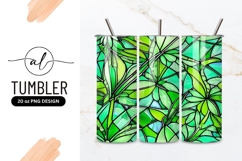Abstract Green Floral Stained Glass Tumbler Png Product Image 1