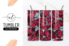 Red Rose Floral Stained Glass Illustration Tumbler Product Image 1
