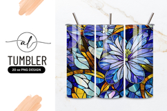 Stained Glass Floral Design with Blue Purple Yellow Product Image 1