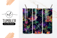 Colorful Floral Pattern with Outlined Flowers and Leaves Product Image 1