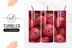 Smiling Cartoon Strawberries with Green Leaves Product Image 1