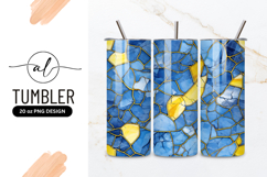 Blue and Yellow Mosaic Pattern with Golden Lines Product Image 1