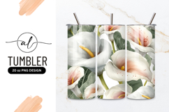 Elegant Watercolor Calla Lily Floral Pattern Tumbler Png Product Image 1