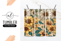 Seamless Floral Sunflower Pattern For Tumbler Png Use Product Image 1