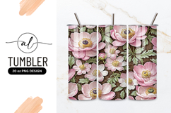 Pink Flowers Pattern On Wood Tumbler Png Product Image 1