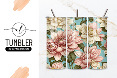 Floral Background With Dahlias Tumbler Png Design Product Image 1