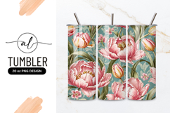 Elegant Pink Tulips Floral Pattern Tumbler Png Product Image 1