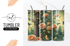 Roses With Butterflies Artistic Illustration Tumbler Png Product Image 1