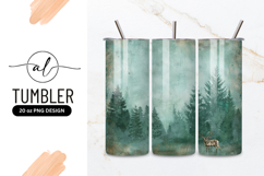 Vintage Forest Deer Scene For Tumbler Png Product Image 1