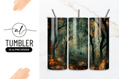 Spooky Forest With Orange Splatters Tumbler Png Product Image 1