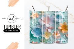 Pastel Floral Paper Cut Design Background Tumbler Png Product Image 1