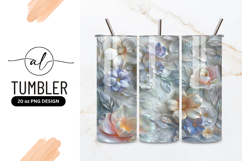 Elegant Floral Background Design Tumbler Png Product Image 1