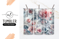 Pink And Gray Floral Abstract Tumbler Png Product Image 1