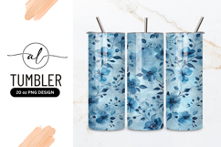 Blue Floral Seamless Pattern Tumbler Png Background Product Image 1
