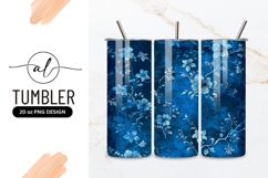 Blue Floral Pattern Textile Tumbler Png Product Image 1