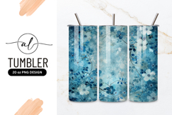 Blue Floral Textured Tumbler Png Background Product Image 1