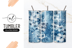 Blue Floral Pattern Design Tumbler Png Product Image 1