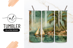 Tropical Sailing Scenic Caribbean Island Getaway Tumbler Png Product Image 1