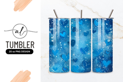Blue Heart Pattern Tumbler Png Background Product Image 1