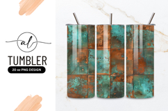 Turquoise And Copper Oxidized Metal Tiles Tumbler Product Image 1