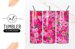 Vibrant Pink Floral Pattern Tumbler Png Design Product Image 1