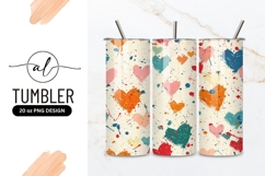 Colorful painted hearts pattern on cream background Product Image 1