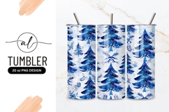Watercolor Blue Christmas Trees Pattern on White Background Product Image 1