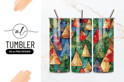 Colorful Abstract Christmas Trees Pattern on Teal Background Product Image 1