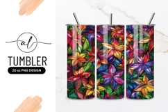 Colorful stained glass flowers and leaves pattern Product Image 1