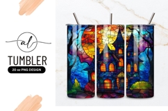 Stained Glass Haunted House with Glowing Windows Product Image 1