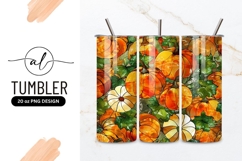 Stained Glass Pumpkins and Leaves Autumnal Pattern Product Image 1