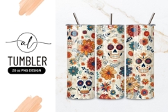 Floral Skull Pattern with Colorful Flowers and Leaves Product Image 1